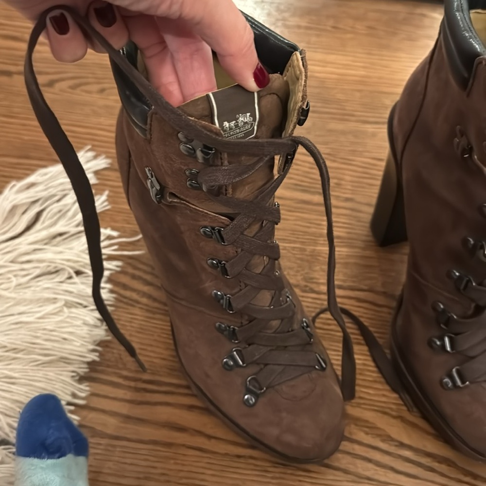 Coach Brown Suede Lace-Up Booties